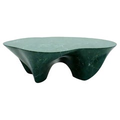 Milo - Green Marble Coffee Table with Sculptural Arch Base by Artisanal