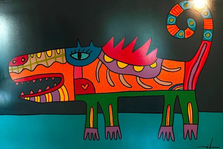 Milo Lockett Toy Original Contemporary Naif Acrylic Canvas