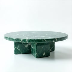 Milo - Green Marble Round Coffee Table with Solid Block by House of Jaipur