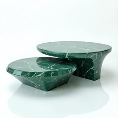 Milo - Sculptural Twin-Tier Green Marble Coffee Table Set by House of Jaipur