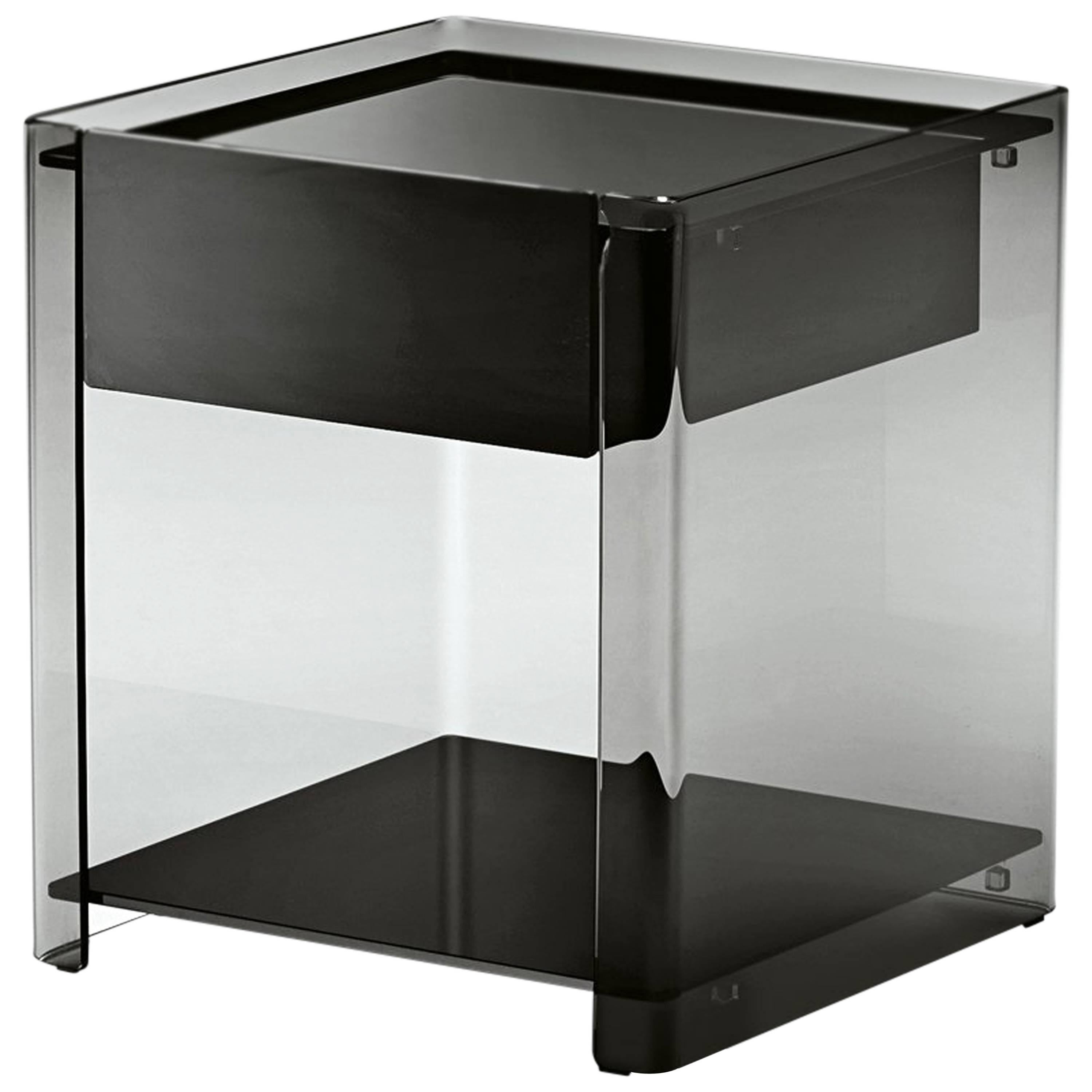 Milo Side Table in Black Lacquered Glass by Ilaria Marelli for Fiam For Sale