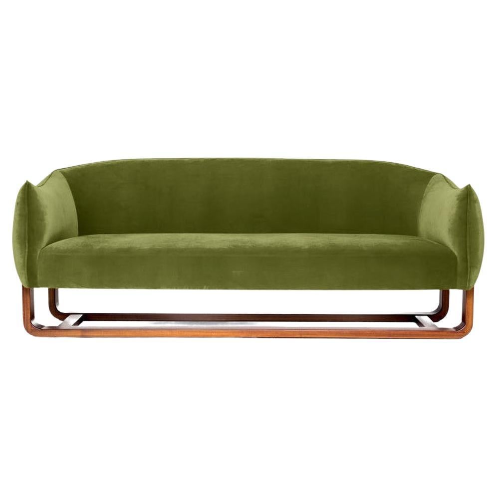 Milo Sofa, Avocado/Umber Velvet For Sale