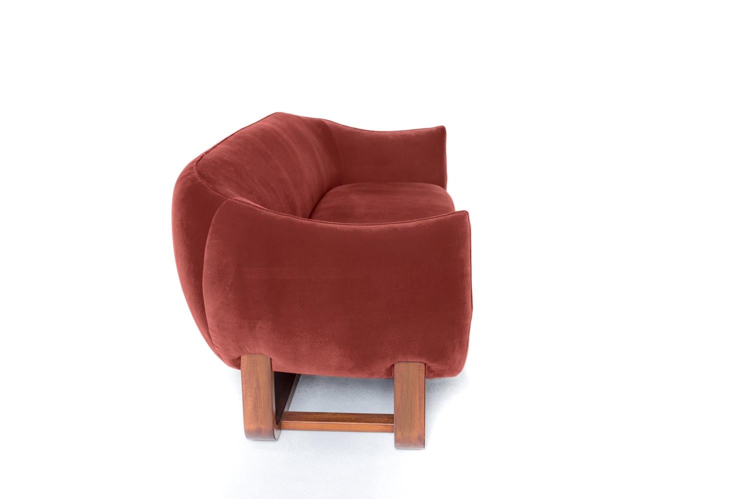Mid-Century Modern Milo Sofa, Bittersweet/Umber Velvet For Sale