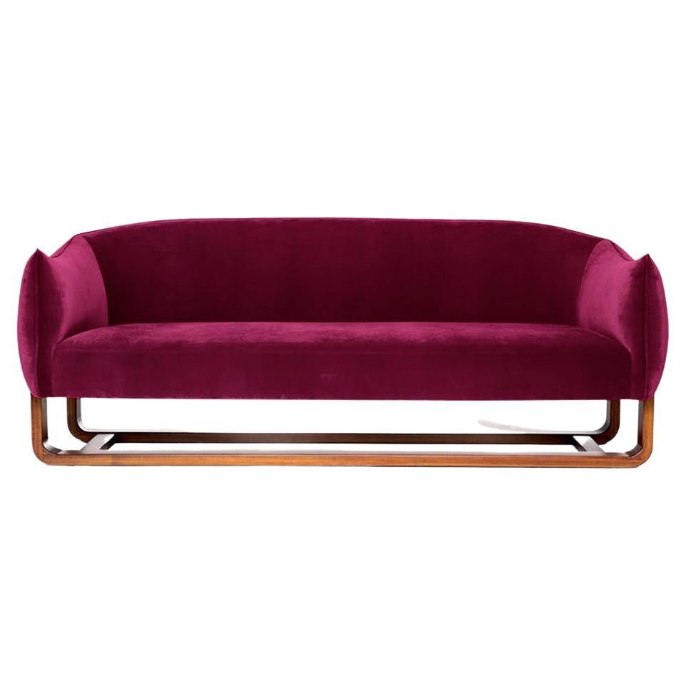 Milo Sofa, Cranberry/Chesterfield Velvet For Sale