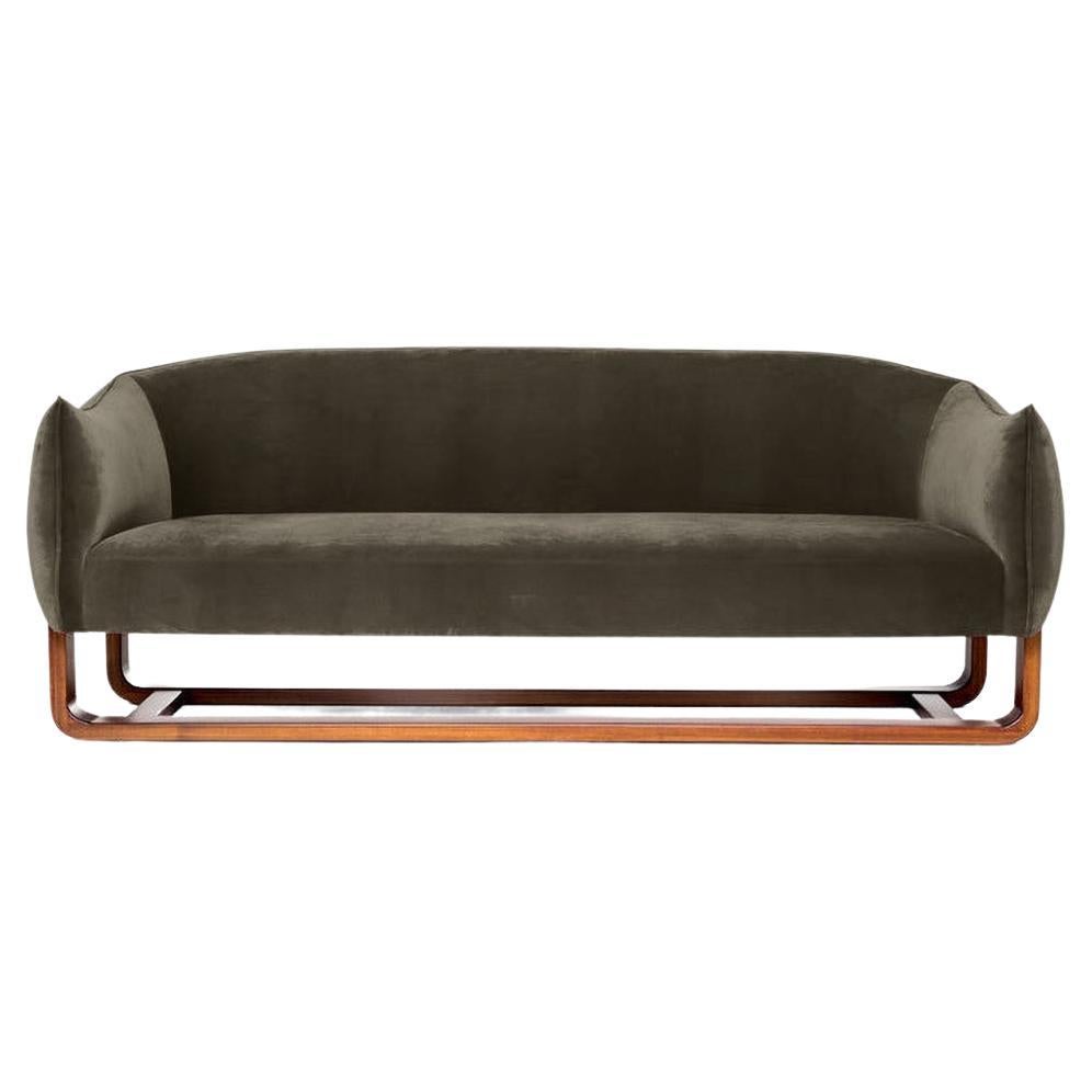 Milo Sofa, Earth/Creme Brulee Velvet For Sale