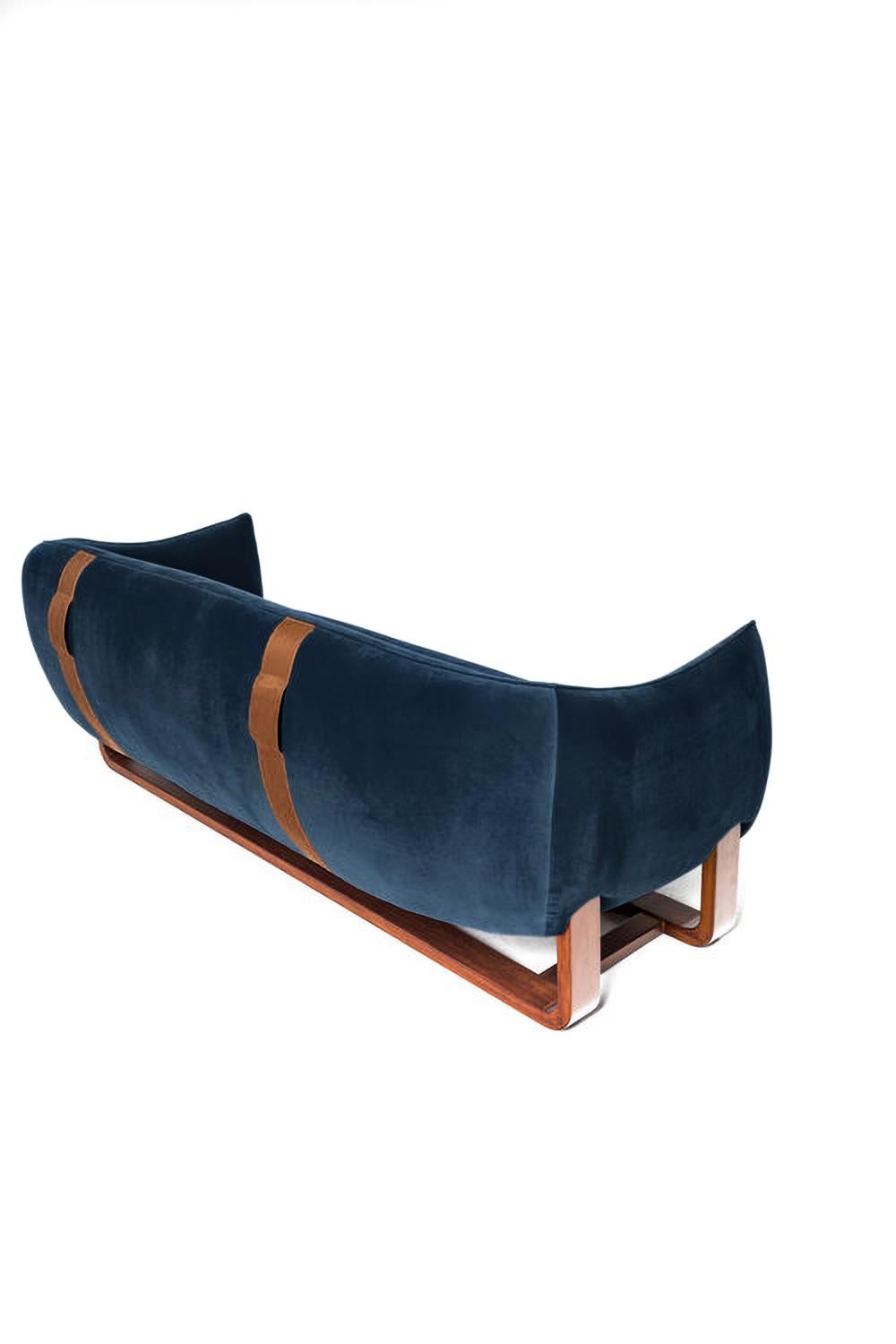 Mid-Century Modern Milo Sofa, Ocean/Chesterfield Velvet For Sale