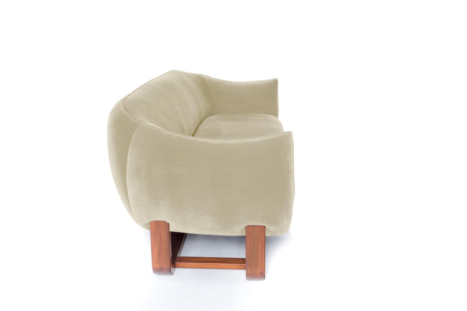 Mid-Century Modern Milo Sofa, Shell / Chesterfield Velvet For Sale