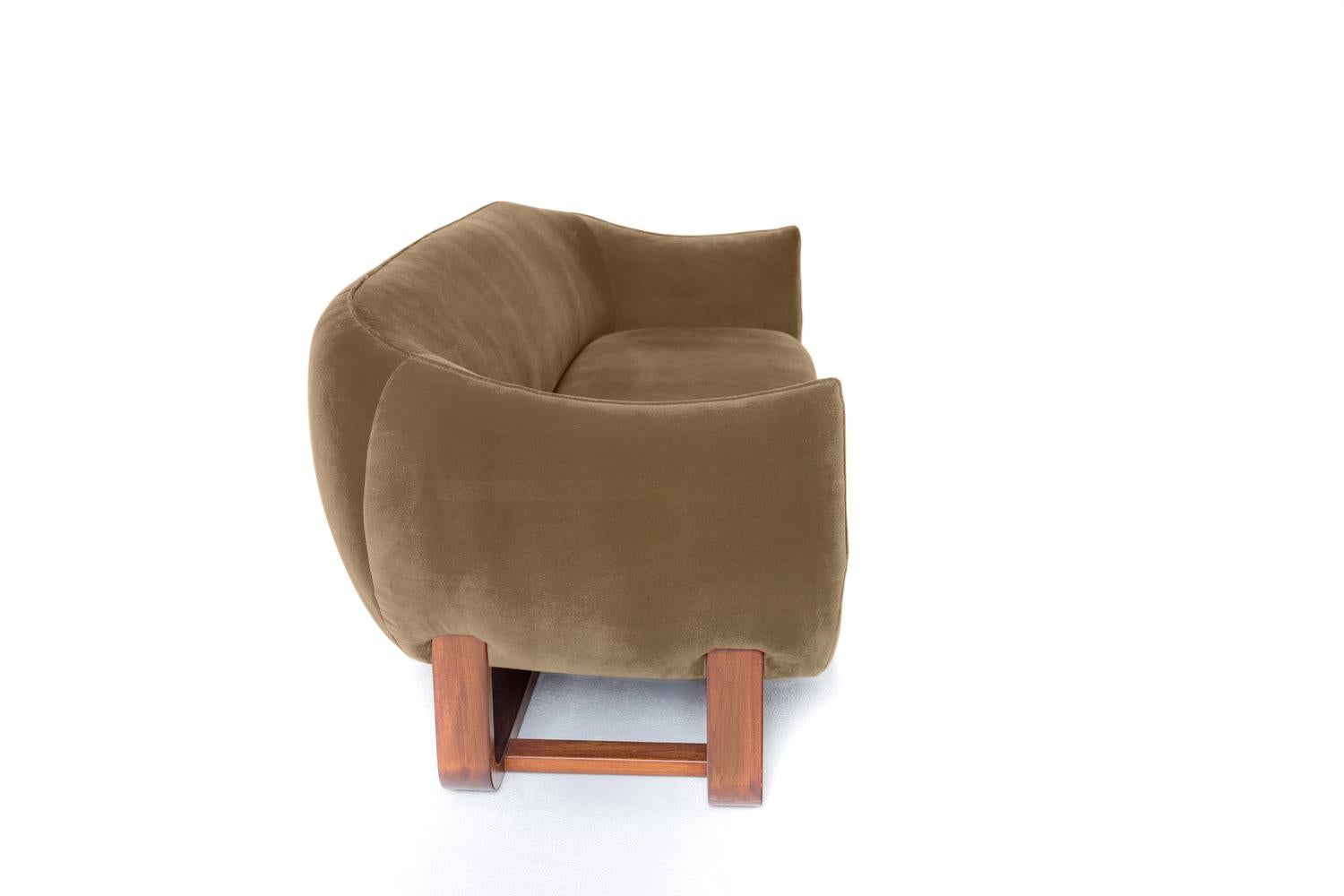 Mid-Century Modern Milo Sofa, Taupe/Chesterfield Velvet For Sale