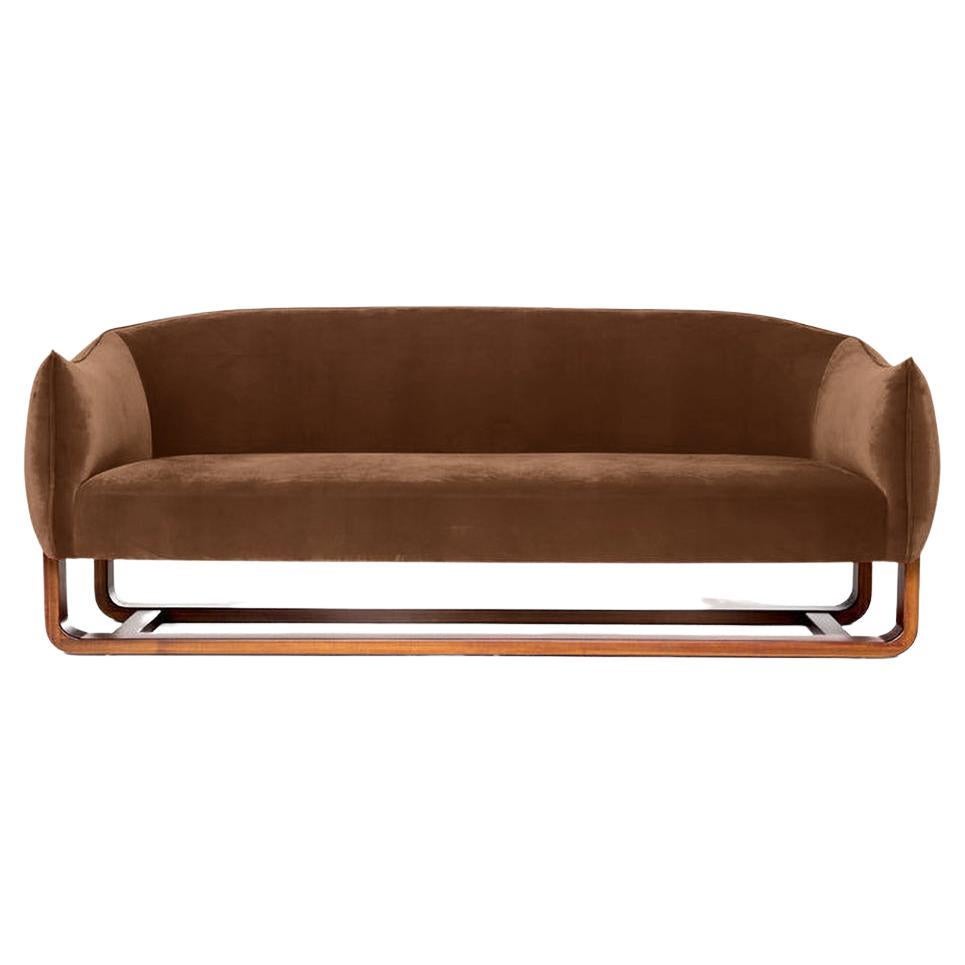 Milo Sofa, Terra Cotta/Chesterfield Velvet For Sale