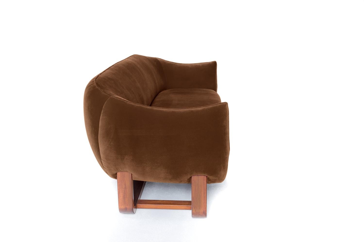 Mid-Century Modern Milo Sofa, Terra Cotta / Creme Brulee Velvet For Sale