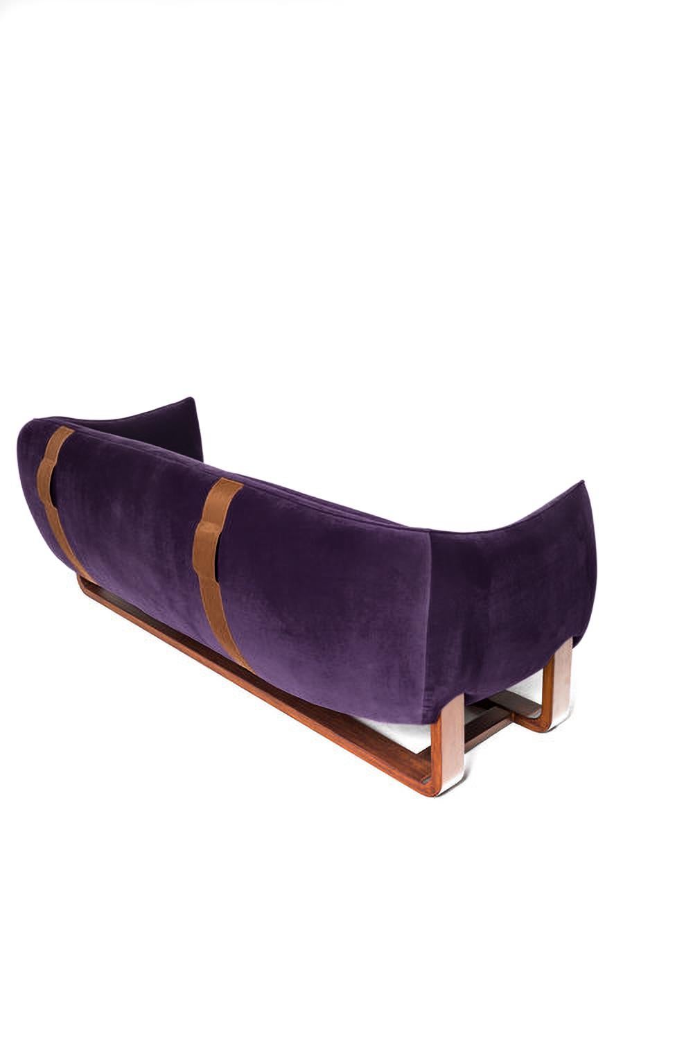 Mid-Century Modern Milo Sofa, Violet/Chesterfield Velvet For Sale
