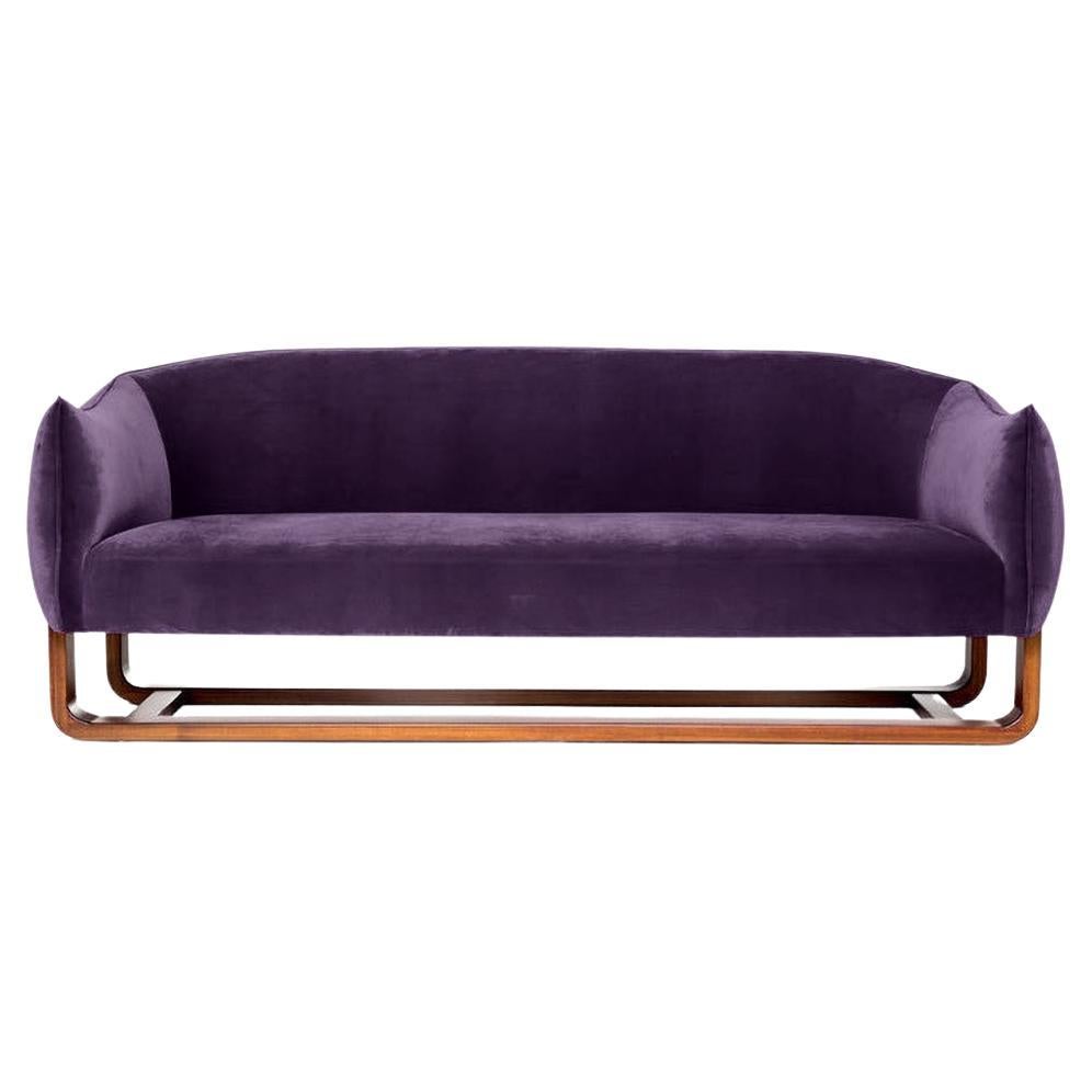 Milo Sofa, Violet/Creme Brulee Velvet