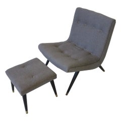 Vintage Milo Styled Scoop Lounge Chair and Ottoman