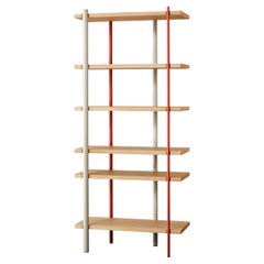 Milonga Bookcase in Lacquered Iron with Flamed Oak Shelves by Paolo Cappello