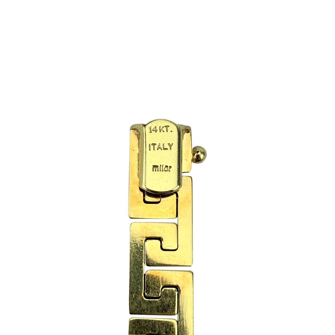 Milor 14 Karat Yellow Gold Greek Key Link Bracelet In Good Condition In Guilford, CT