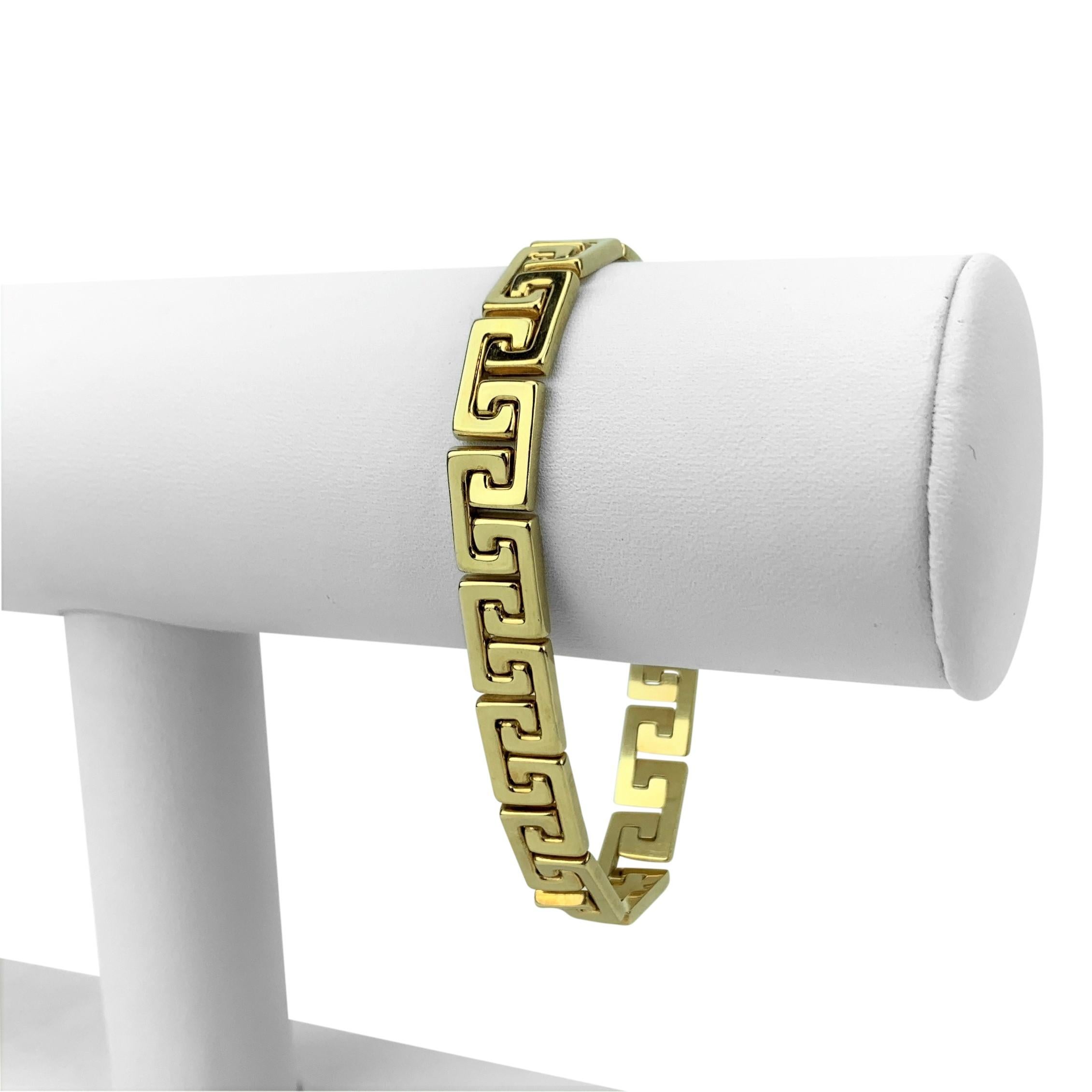 Milor 14k Yellow Gold 15.8g Ladies 8.5mm Greek Key Link Bracelet Italy 7.25