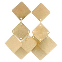 Milor 14k Yellow Gold Textured Panel Drop Dangle Chandelier Earrings