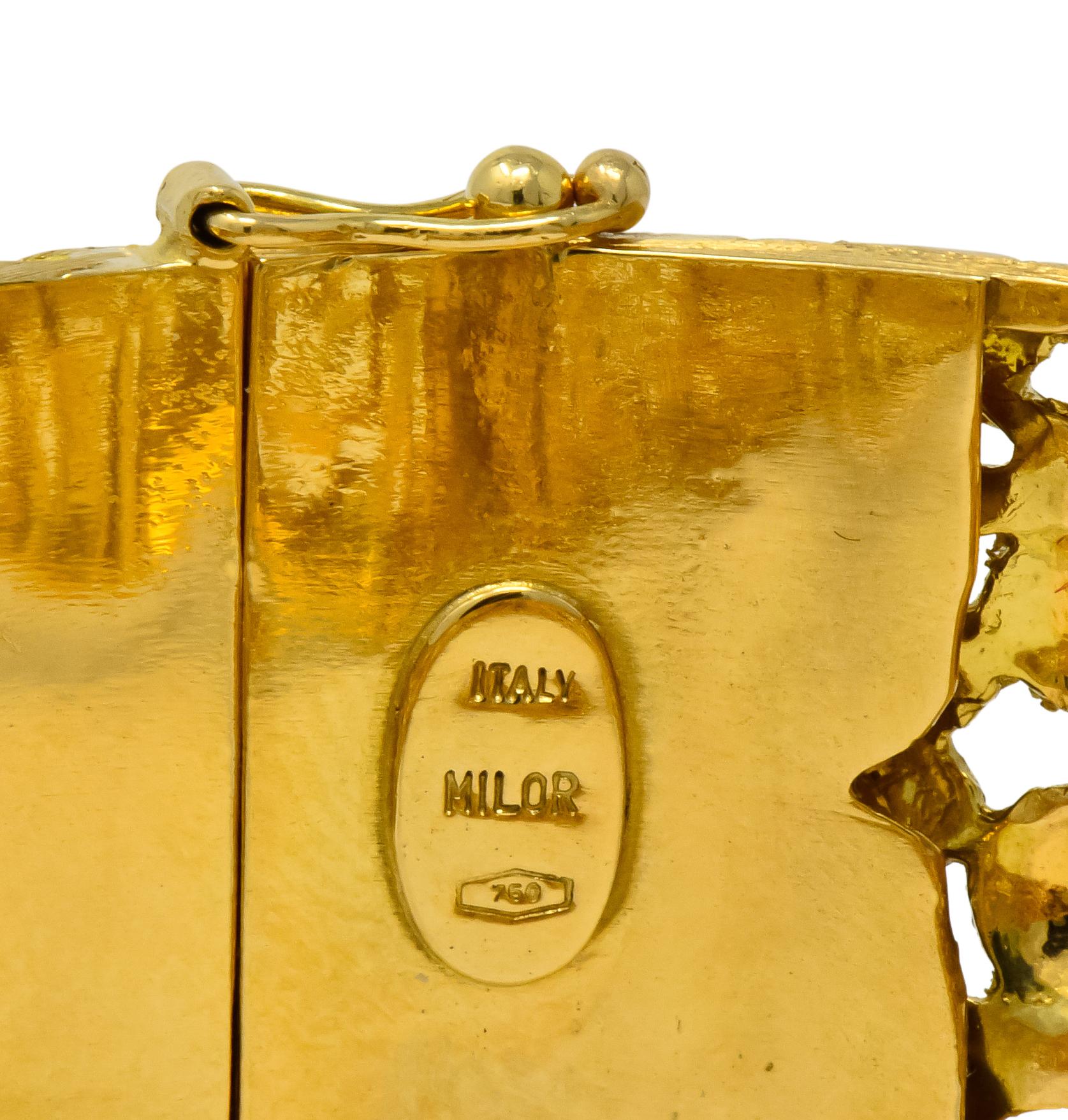 Women's or Men's Milor 18 Karat Gold Hinged Bangle Bracelet