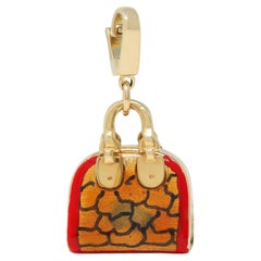 Milor 1990's Enamel 14 Karat Yellow Gold Handbag Vintage Pendant Charm