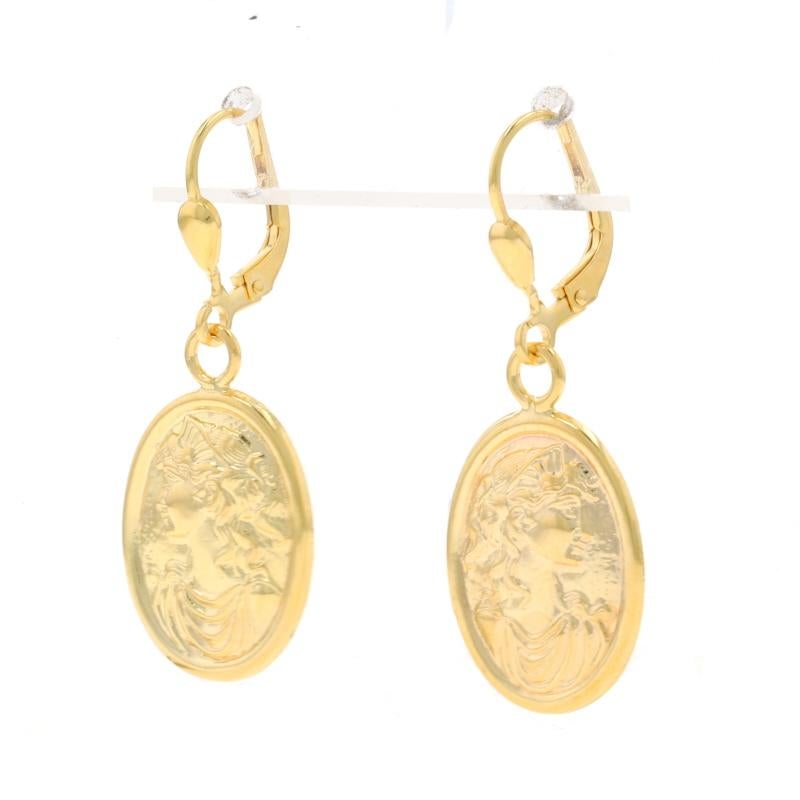 Milor Classical Silhouette Dangle Earrings - Yellow Gold 14k Oval Pierced In Excellent Condition For Sale In Greensboro, NC