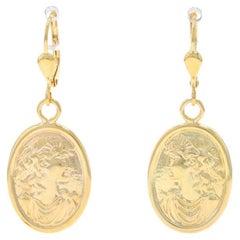 Milor Classical Silhouette Dangle Earrings - Yellow Gold 14k Oval Pierced