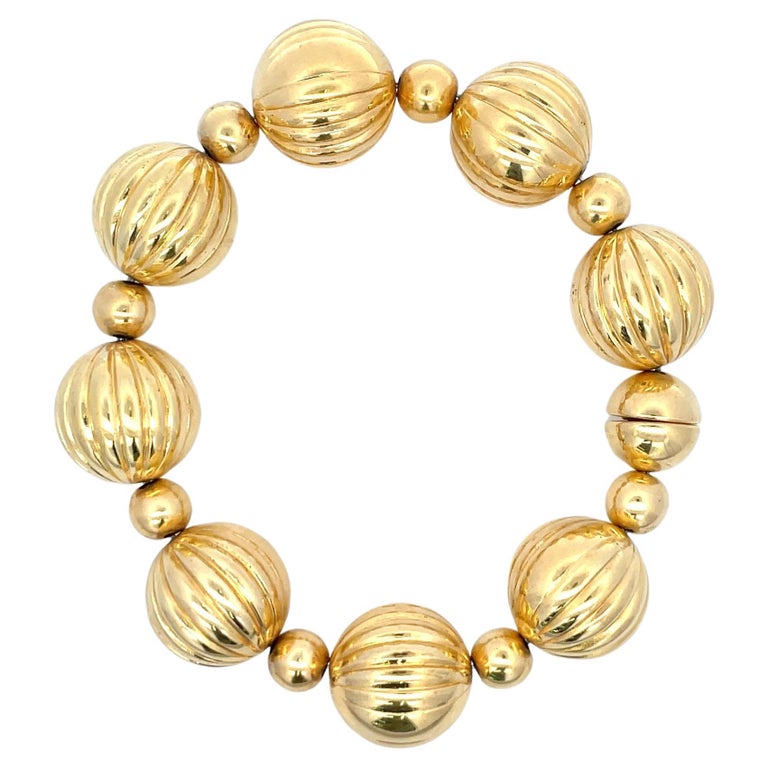 Milor Designer Italian Ball Bracelet with Magnet 14 Karat Yellow