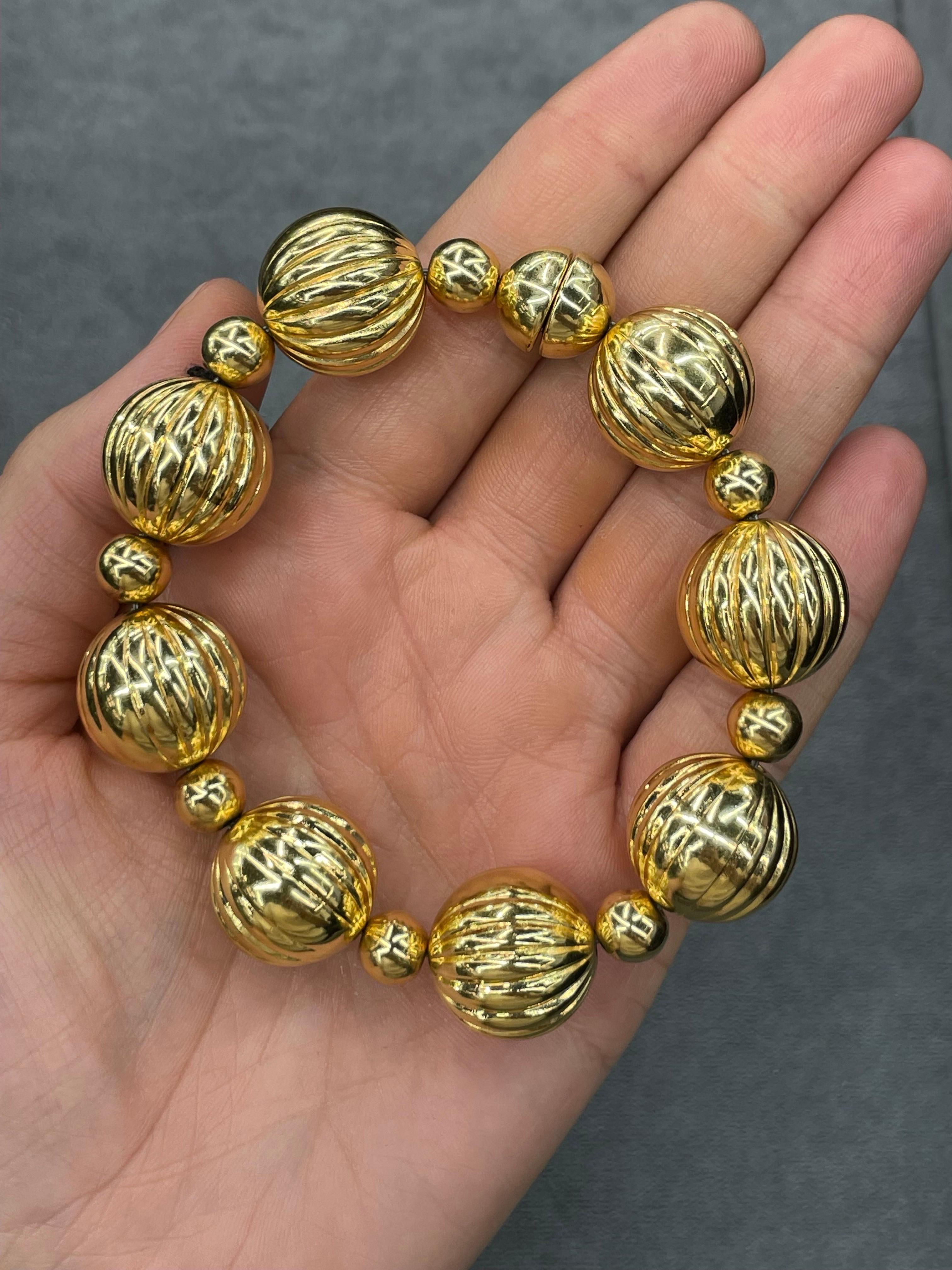 Milor Designer Italian Ball Bracelet with Magnet 14 Karat Yellow Gold 31.2 Grams For Sale 1