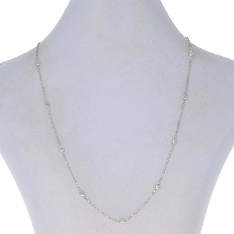 Milor Diamond Cut Bead Chain Station Necklace 18