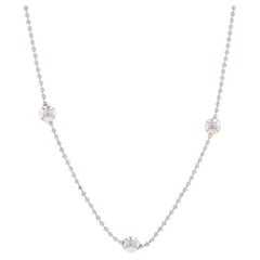 Milor Diamond Cut Bead Chain Station Necklace 18" - Sterling Silver 925 Italy