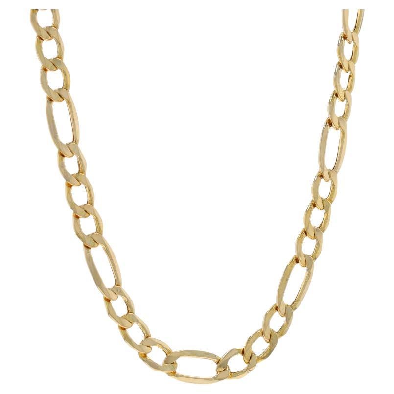 Milor Diamond Cut Figaro Chain Necklace 18" - Yellow Gold 14k Italy Unisex For Sale