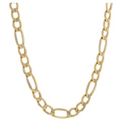 Milor Diamond Cut Figaro Chain Necklace 18" - Yellow Gold 14k Italy Unisex