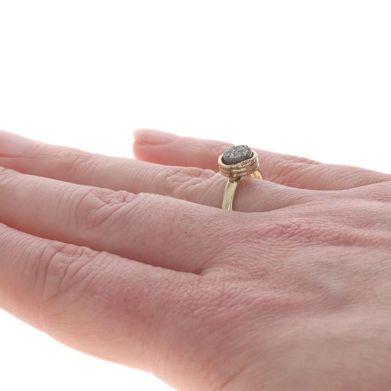 Women's Milor Druzy Quartz Bezel Set Solitaire Ring - Yellow Gold 14k Round SZ 10 For Sale