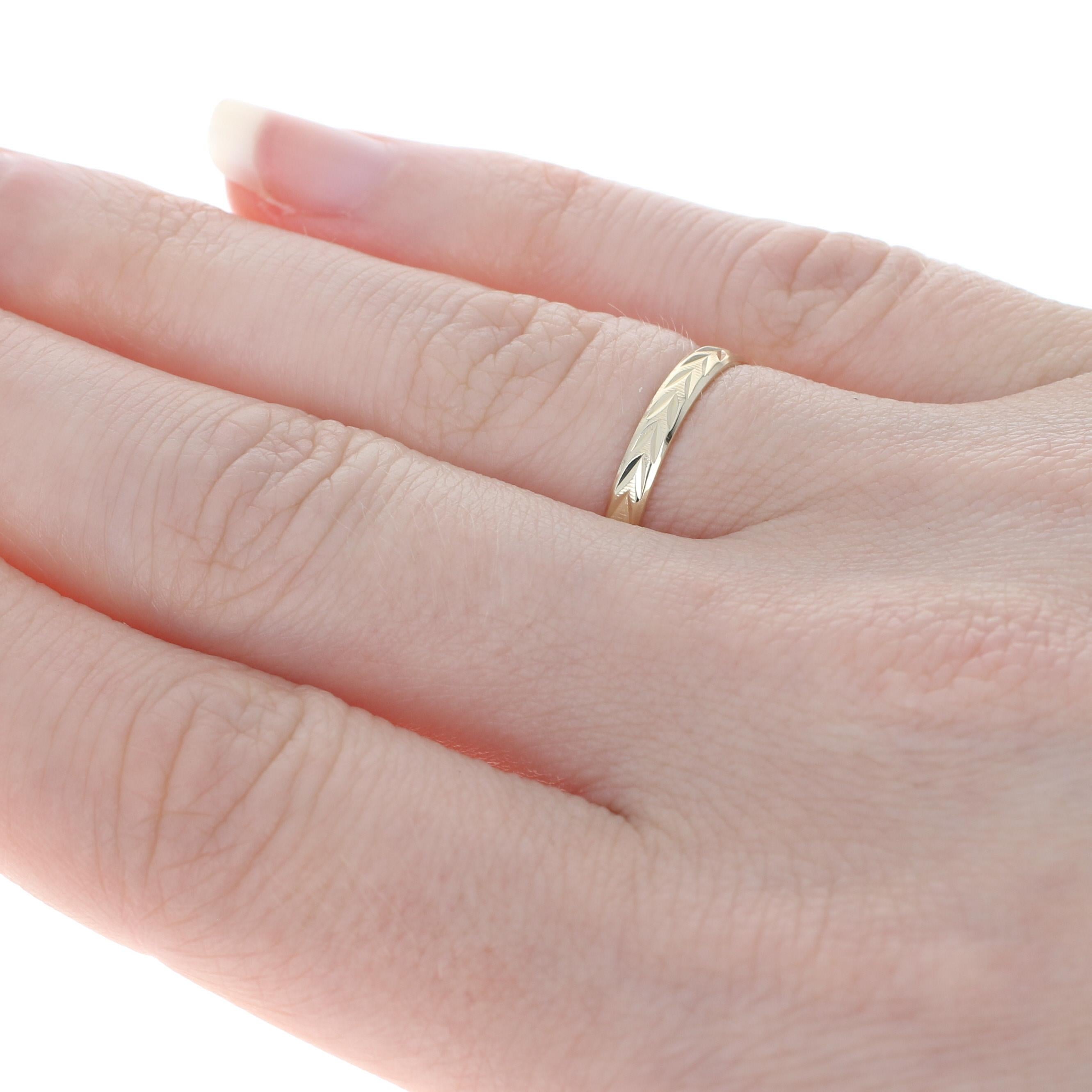 Women's or Men's Milor Etched Chevron Stackable Band Yellow Gold, 14k Wedding Ring