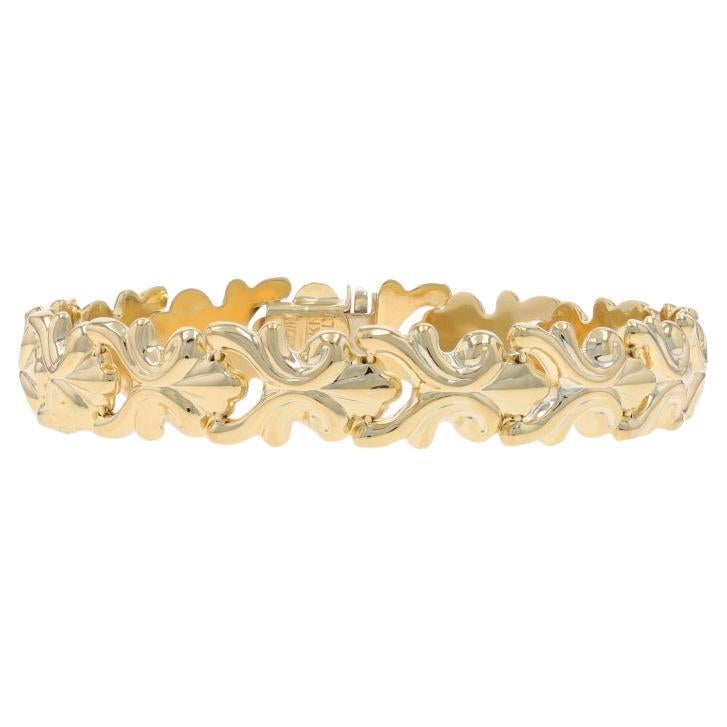 Milor Fan Scroll Link Bracelet 7 1/4" - Yellow Gold 14k Italy