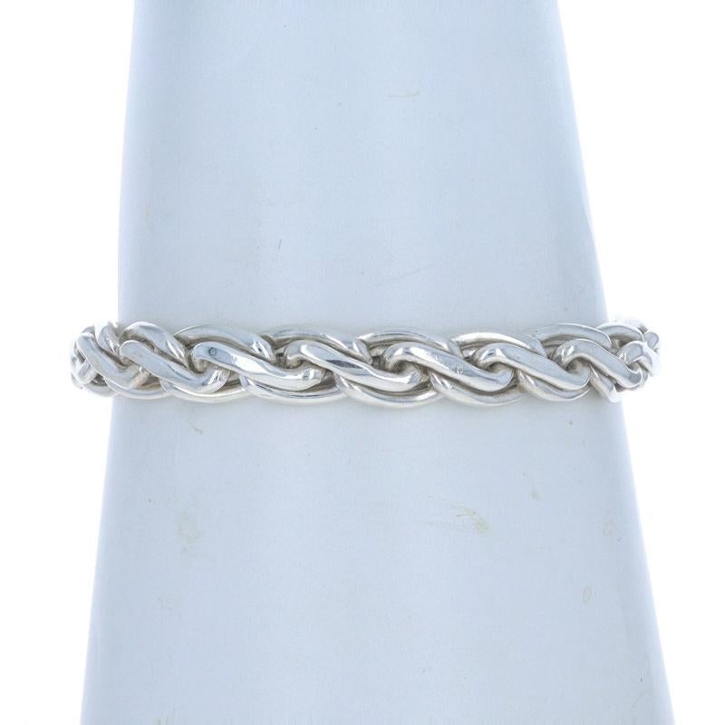 Brand: Milor

Metal Content: Sterling Silver

Chain Style: Fancy
Bracelet Style: Chain
Fastening Type: Spring Ring Clasp
Features: Hollow link construction for comfortable, all-day wear

Measurements

Length: 7 1/4
