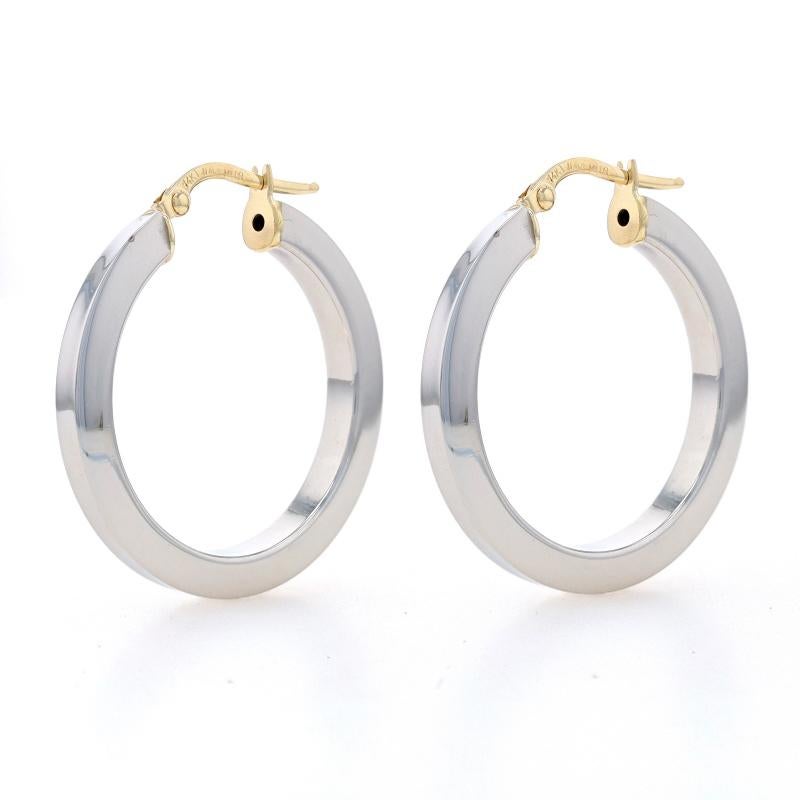 Brand: Milor

Metal Content: Silver Toned (hoops) & 14k Yellow Gold (posts)

Style: Hoop
Fastening Type: Snap Closures

Measurements

Tall: 1 5/32