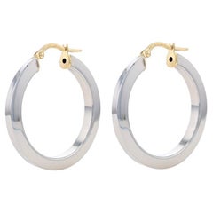 Milor Hoop Earrings - Silver Toned & Yellow Gold 14k Italy Pierced