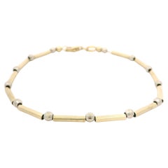 Milor Italian 14k Two Tone Gold Alternated Tube & Faceted Bead Link Bracelet
