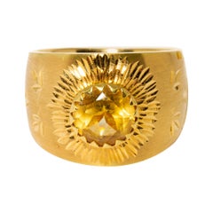 Vintage Milor Italian 14k Yellow Gold & Citrine Stone Ring