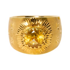 Milor Italian 14k Yellow Gold & Citrine Stone Ring