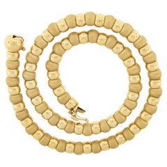 Milor Italian 18k Gold Alternating Brushed Ball Bead & Polished Link Necklace