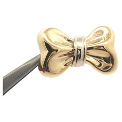 Milor Italian 18k Gold High Polished Finish Puffed Bow Ribbon Slide Pendant