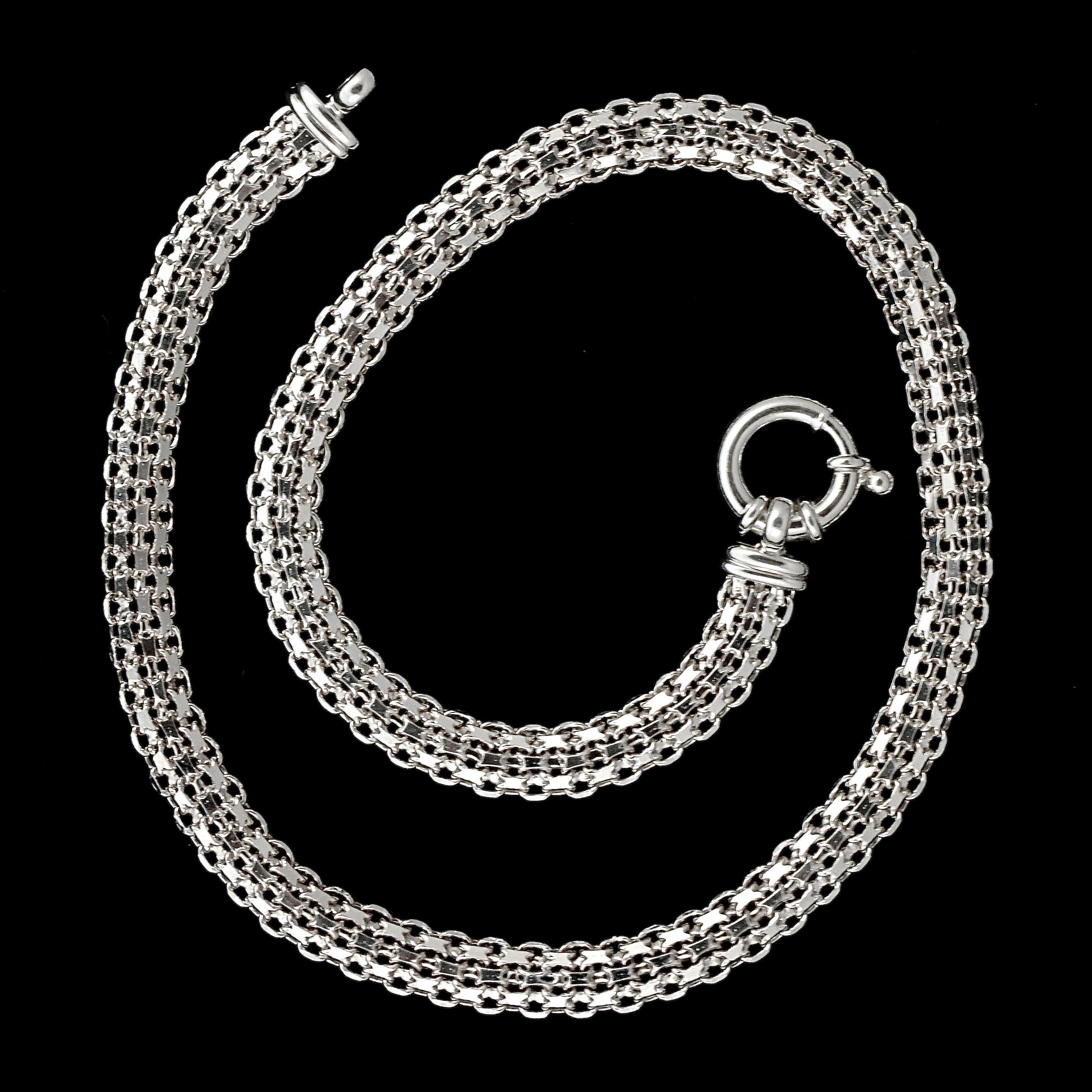 Milor Italian Polished Sterling Silver Mesh Link Chain Necklace 5