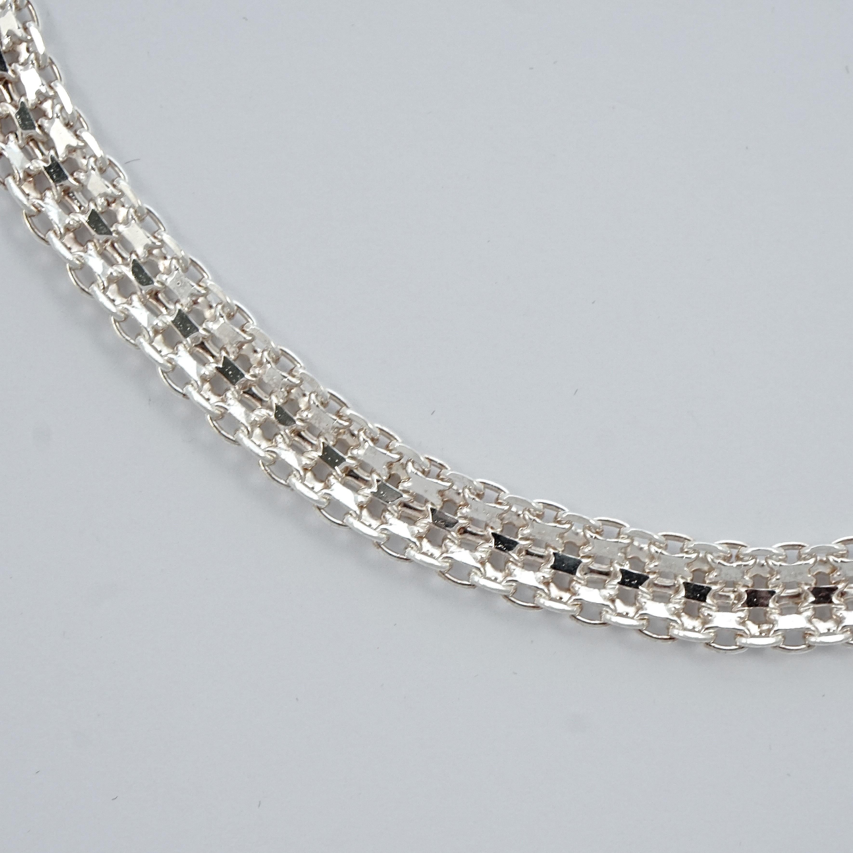 Milor Italian Polished Sterling Silver Mesh Link Chain Necklace 2