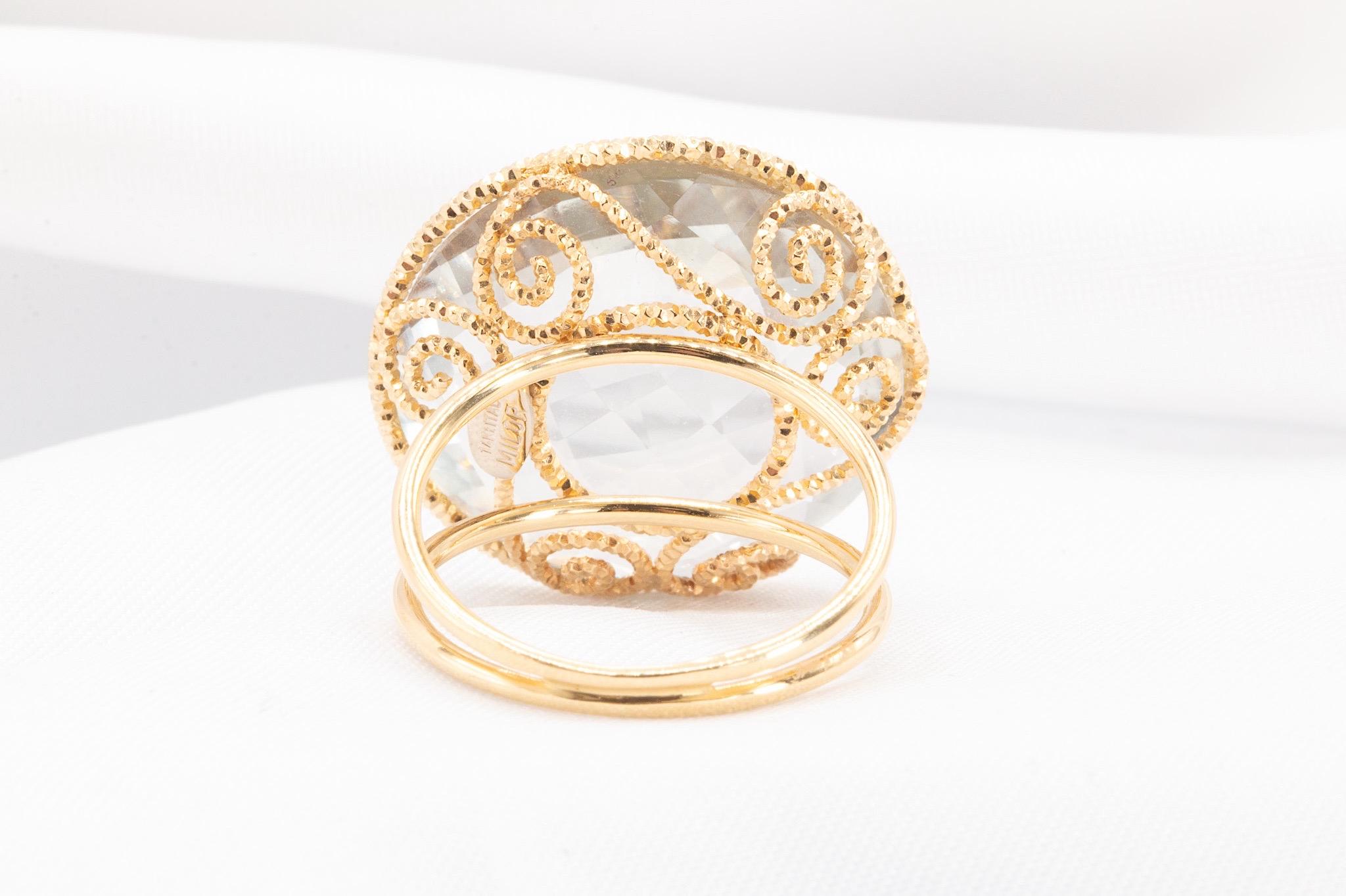 Milor Italien 14k Gelbgold Grüner Amethyst-Ring (Rundschliff) im Angebot
