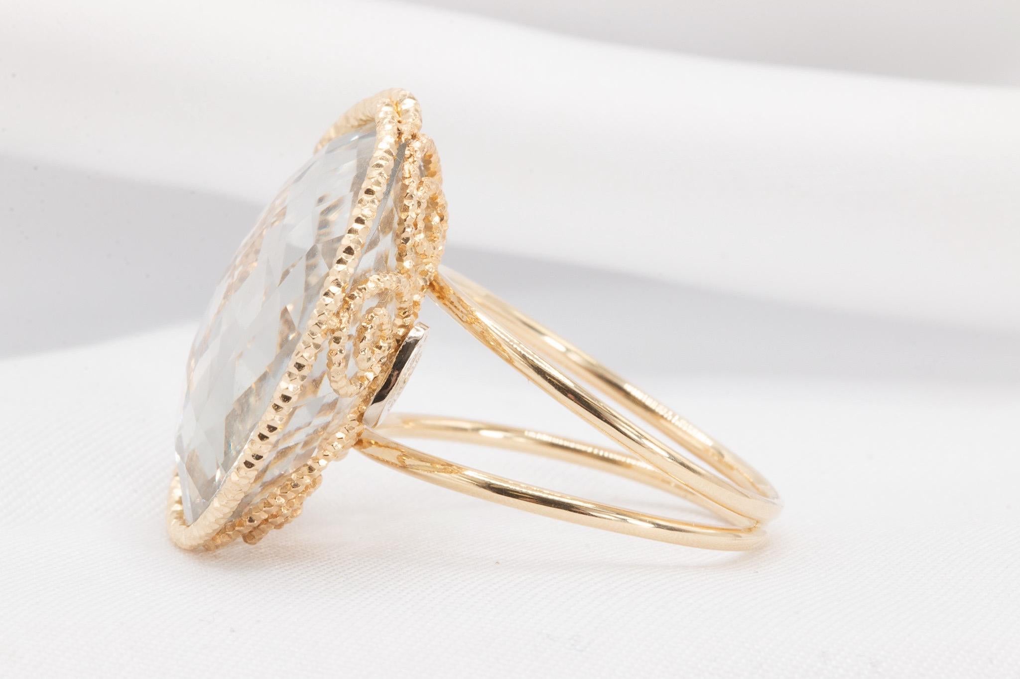 Milor Italien 14k Gelbgold Grüner Amethyst-Ring im Zustand „Gut“ im Angebot in Houston, TX