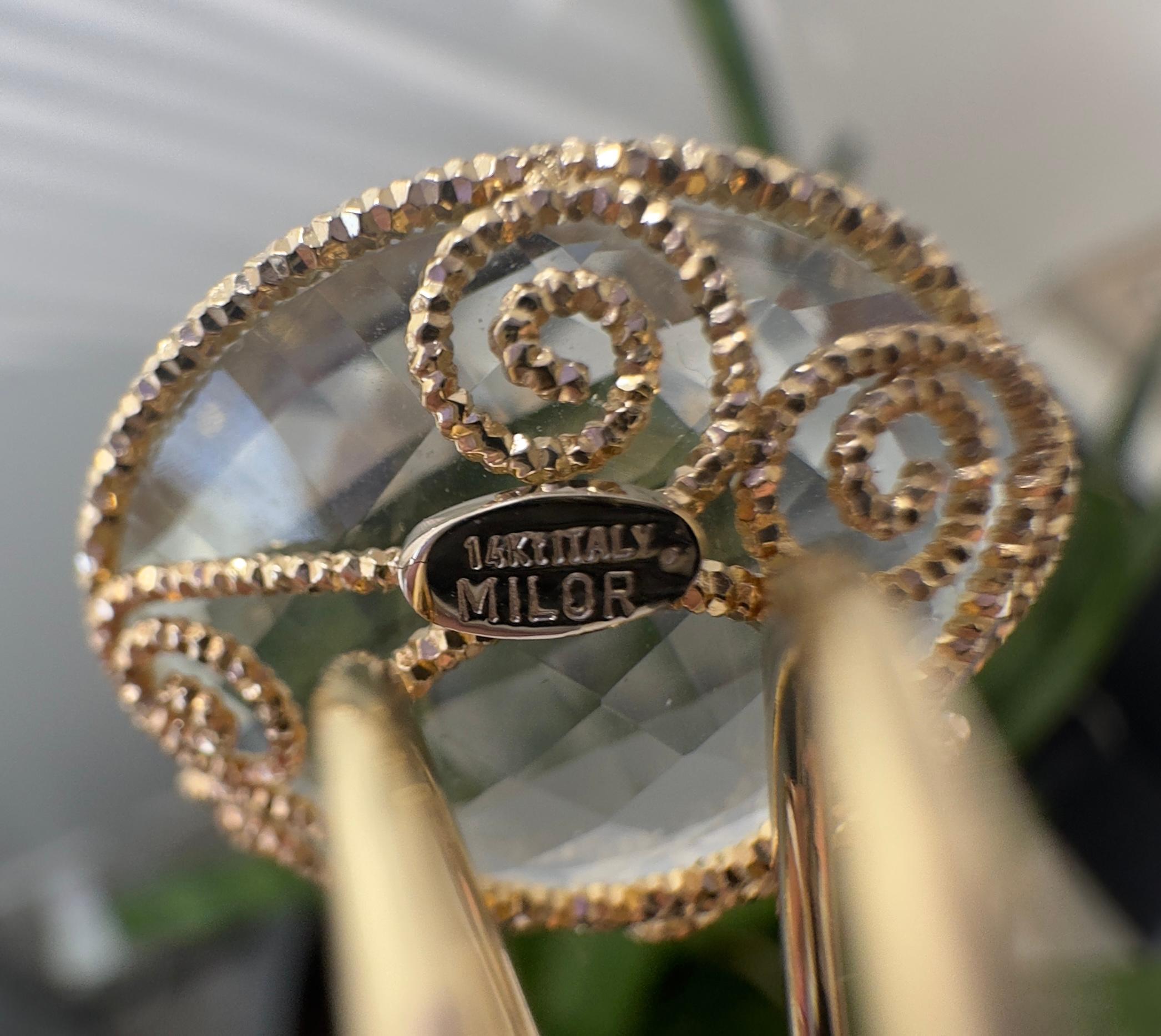 Milor Italien 14k Gelbgold Grüner Amethyst-Ring im Angebot 2