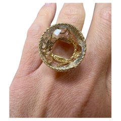 Milor Italy 14k Yellow Gold Green Amethyst Ring