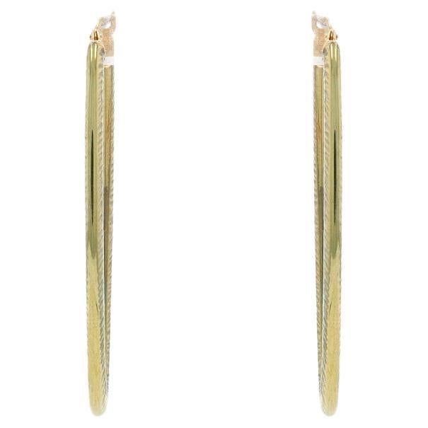 Milor Oval Hoop Earrings - Green Gold 14k Stripes Italy Pierced For Sale