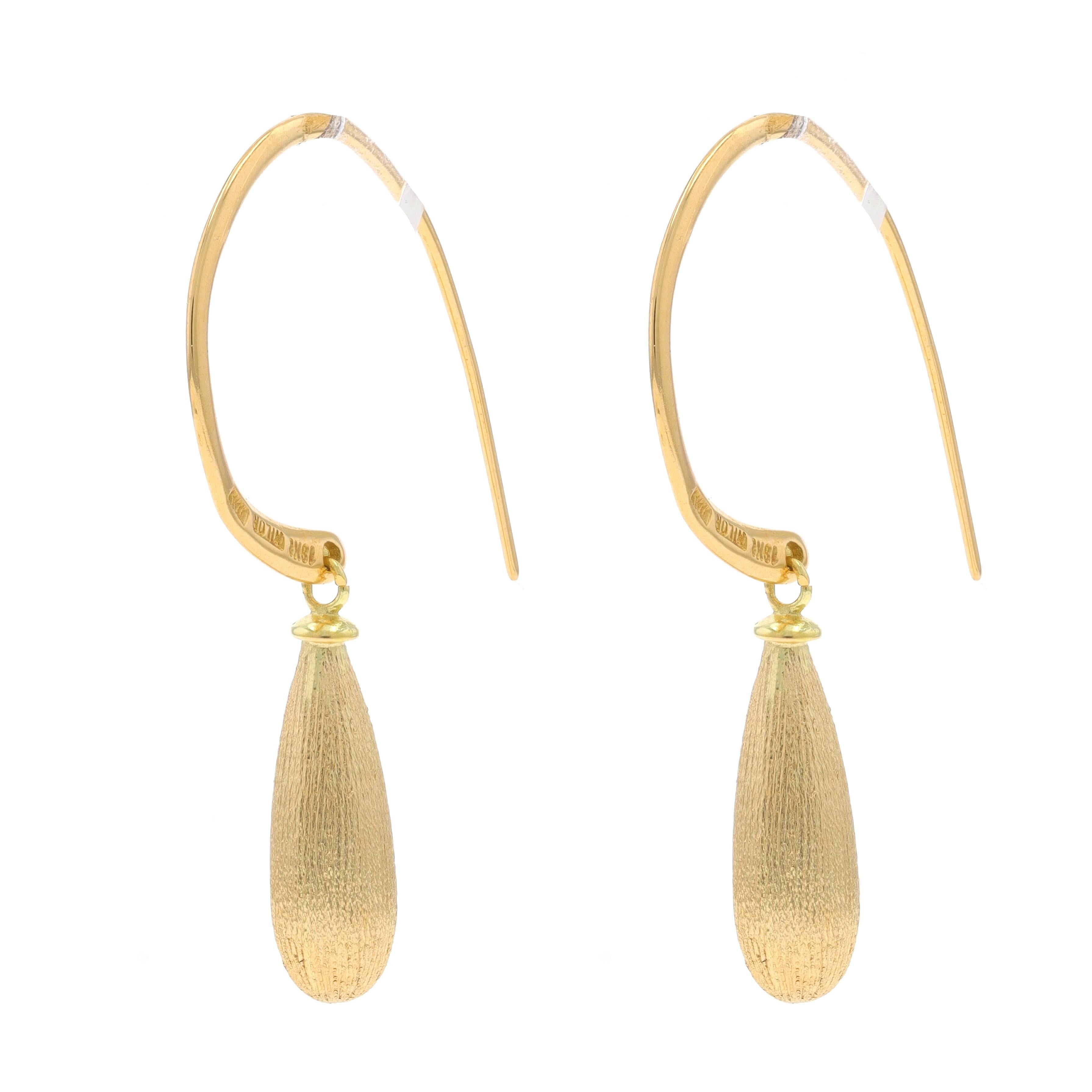Milor Teardrop Dangle Earrings - Yellow Gold 18k Italy Brushed Pierced In Excellent Condition For Sale In Greensboro, NC